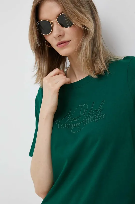zielony Tommy Hilfiger t-shirt bawełniany Damski