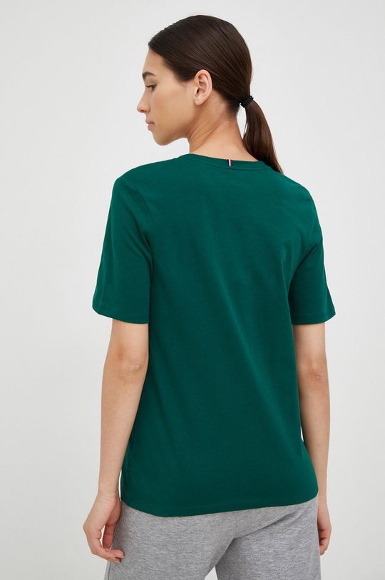 Βαμβακερό μπλουζάκι Tommy Hilfiger σκούρο πράσινο