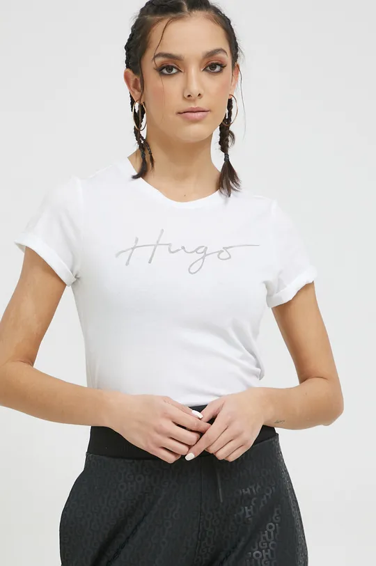 білий Бавовняна футболка HUGO Жіночий