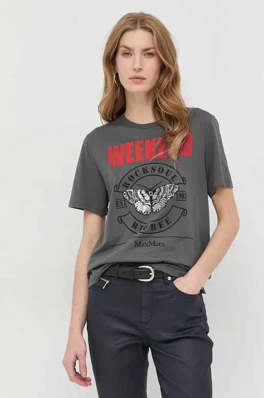 szary Weekend Max Mara t-shirt bawełniany Damski