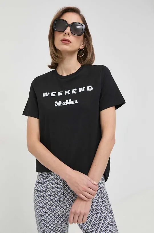 μαύρο Βαμβακερό μπλουζάκι Weekend Max Mara Γυναικεία