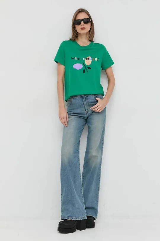 Βαμβακερό μπλουζάκι Weekend Max Mara πράσινο