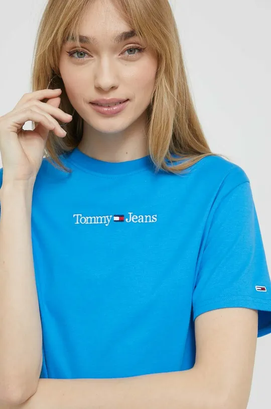 modrá Bavlnené tričko Tommy Jeans Dámsky