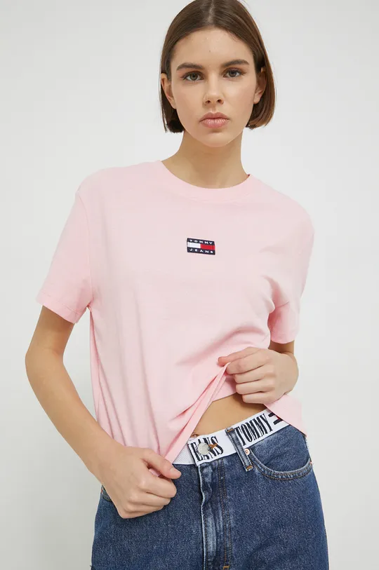 ροζ μπλουζάκι Tommy Jeans Γυναικεία