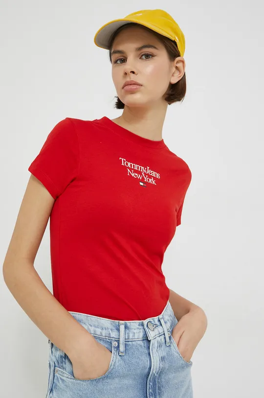 κόκκινο μπλουζάκι Tommy Jeans Γυναικεία