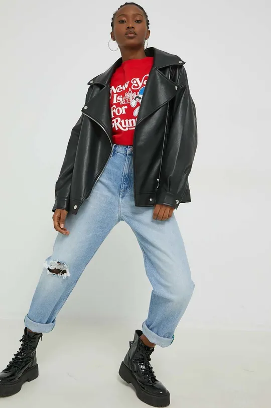 Βαμβακερό μπλουζάκι Tommy Jeans κόκκινο