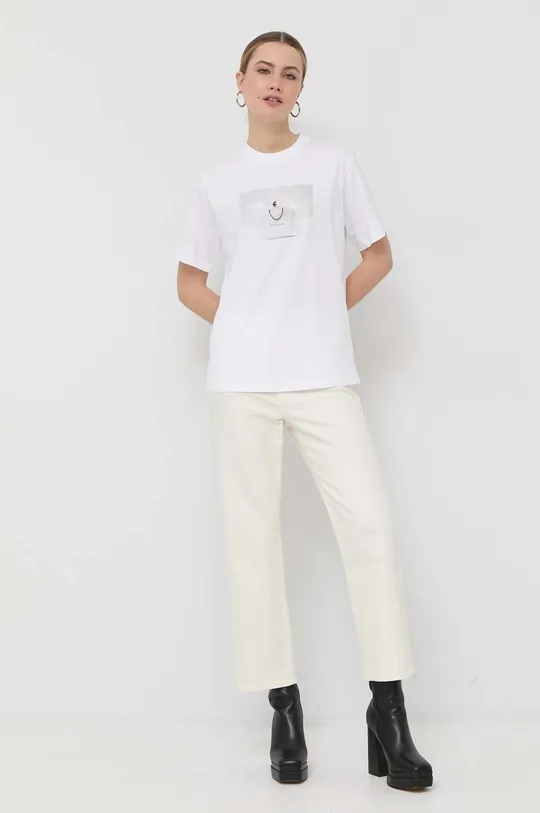 Βαμβακερό μπλουζάκι Victoria Beckham λευκό