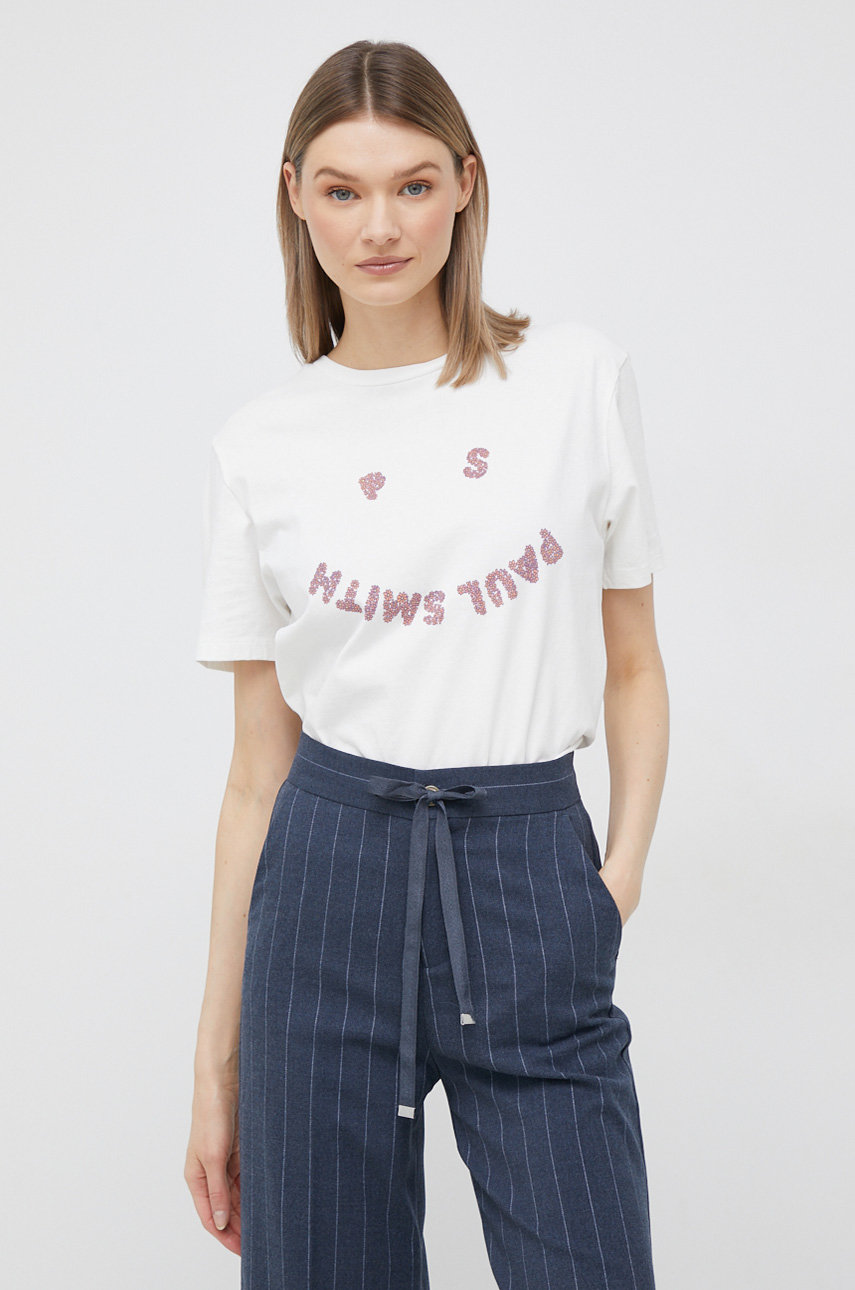 biały PS Paul Smith t-shirt bawełniany