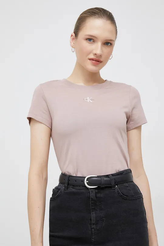 Calvin Klein Jeans t-shirt bawełniany różowy