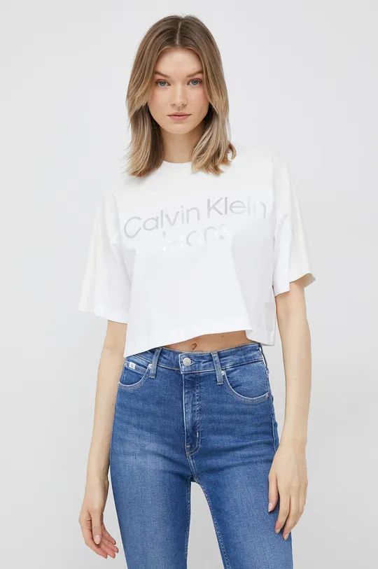 μπεζ Μπλουζάκι Calvin Klein Jeans