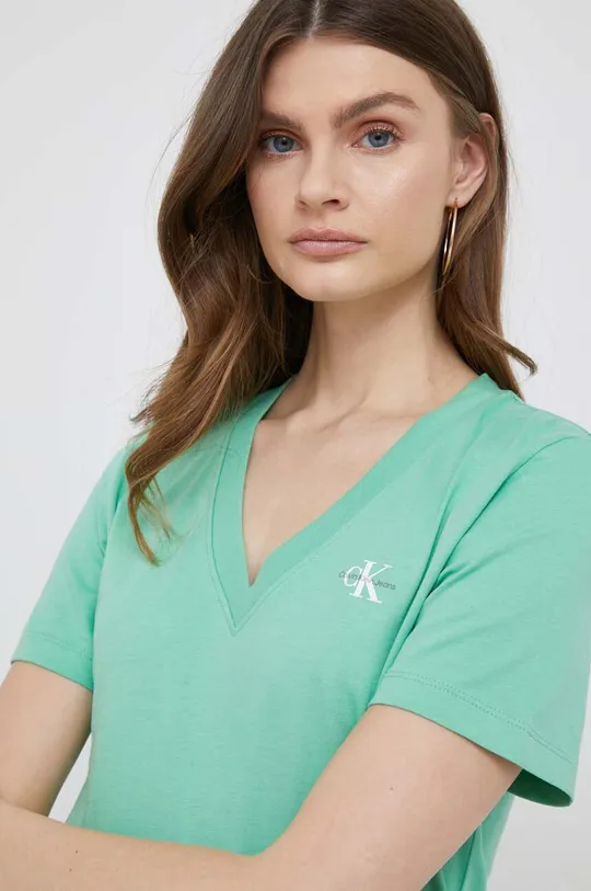 πράσινο Βαμβακερό μπλουζάκι Calvin Klein Jeans Γυναικεία