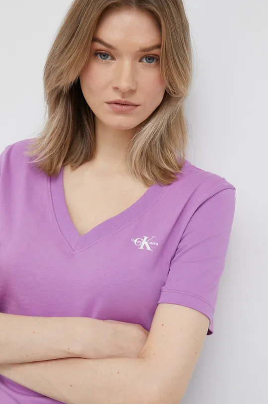 fialová Bavlnené tričko Calvin Klein Jeans Dámsky