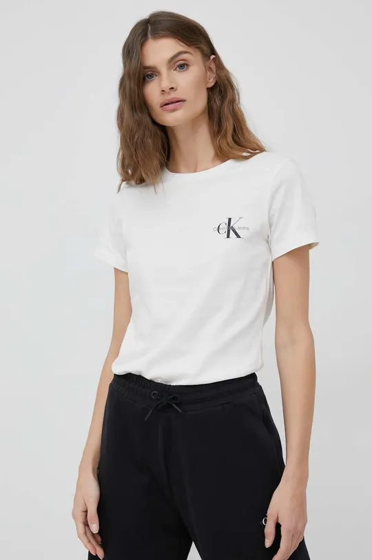 szary Calvin Klein Jeans t-shirt bawełniany 2-pack Damski