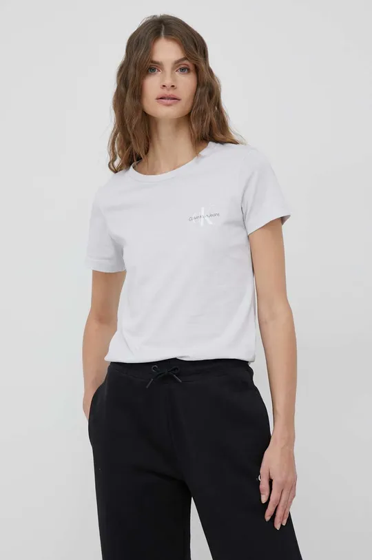Bombažna kratka majica Calvin Klein Jeans 2-pack siva