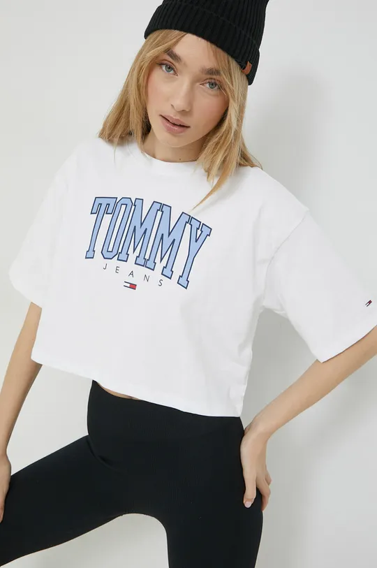 bijela Pamučna majica Tommy Jeans Ženski