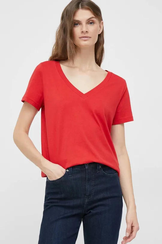 rdeča Bombažna kratka majica GAP Ženski