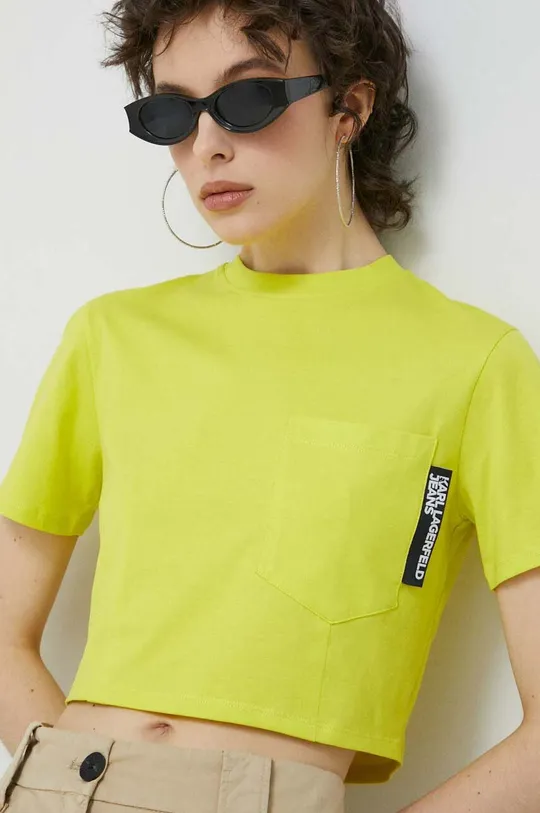 κίτρινο Βαμβακερό μπλουζάκι Karl Lagerfeld Jeans Γυναικεία