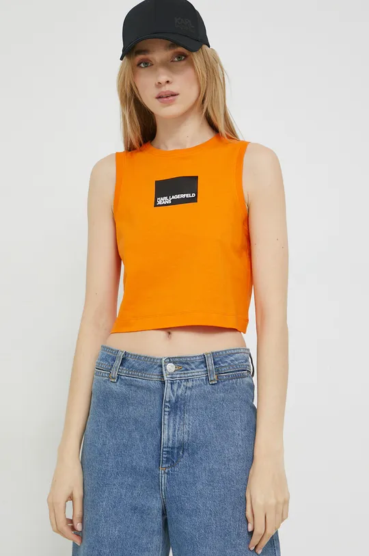 πορτοκαλί Βαμβακερό Top Karl Lagerfeld Jeans Γυναικεία