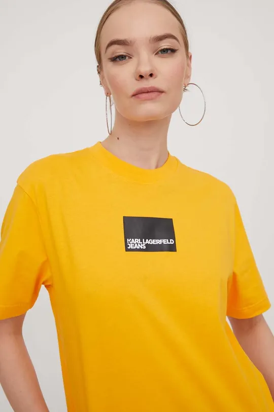 κίτρινο Βαμβακερό μπλουζάκι Karl Lagerfeld Jeans Γυναικεία
