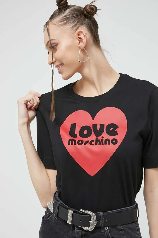črna Bombažna kratka majica Love Moschino