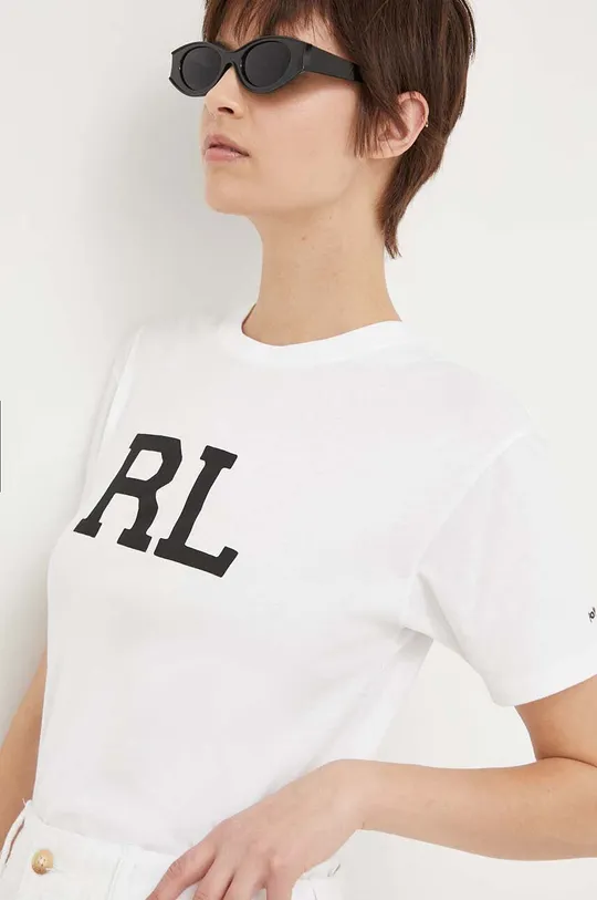 білий Бавовняна футболка Polo Ralph Lauren Жіночий