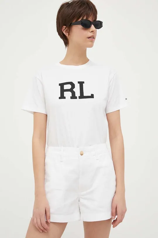белый Хлопковая футболка Polo Ralph Lauren