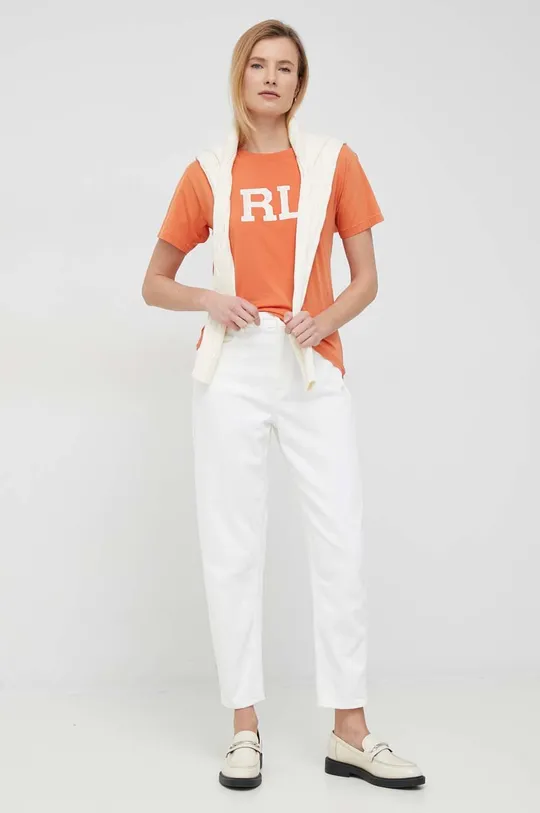 Хлопковая футболка Polo Ralph Lauren оранжевый