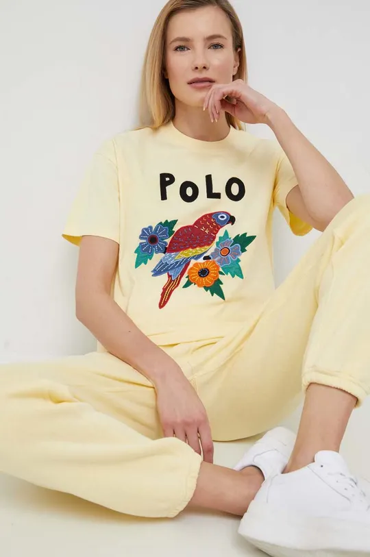 жёлтый Хлопковая футболка Polo Ralph Lauren Женский