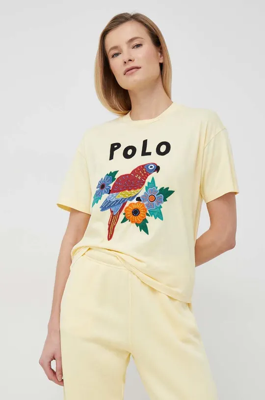 rumena Bombažna kratka majica Polo Ralph Lauren