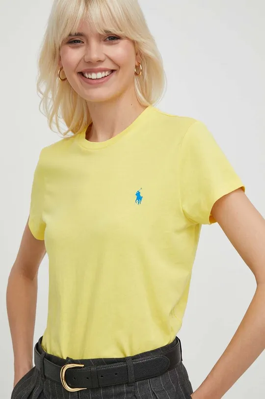 жёлтый Хлопковая футболка Polo Ralph Lauren Женский