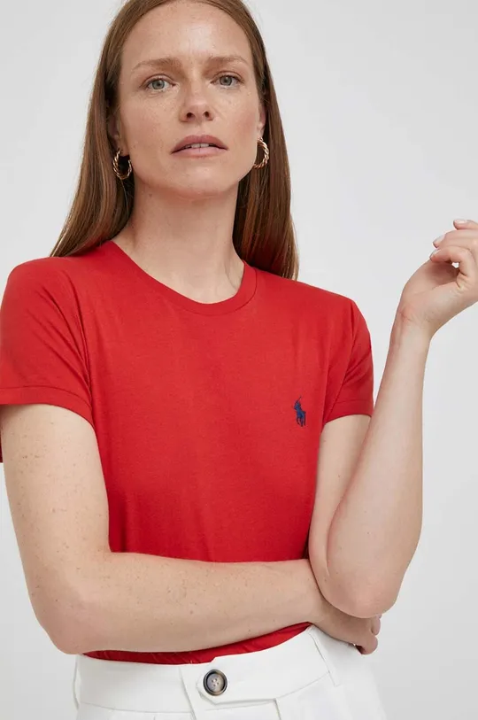 crvena Pamučna majica Polo Ralph Lauren Ženski