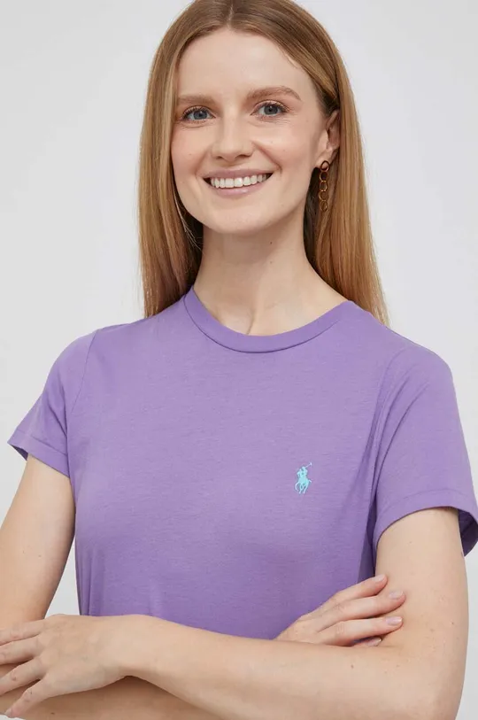 фиолетовой Хлопковая футболка Polo Ralph Lauren Женский