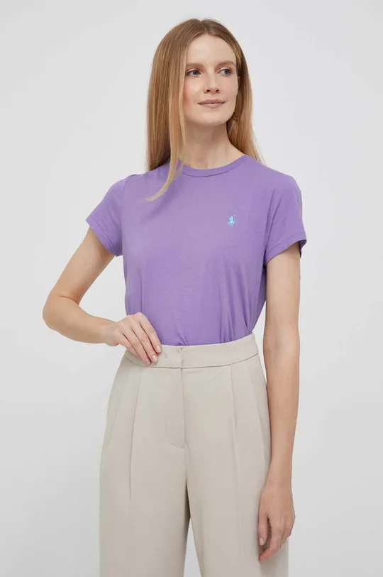 vijolična Bombažna kratka majica Polo Ralph Lauren