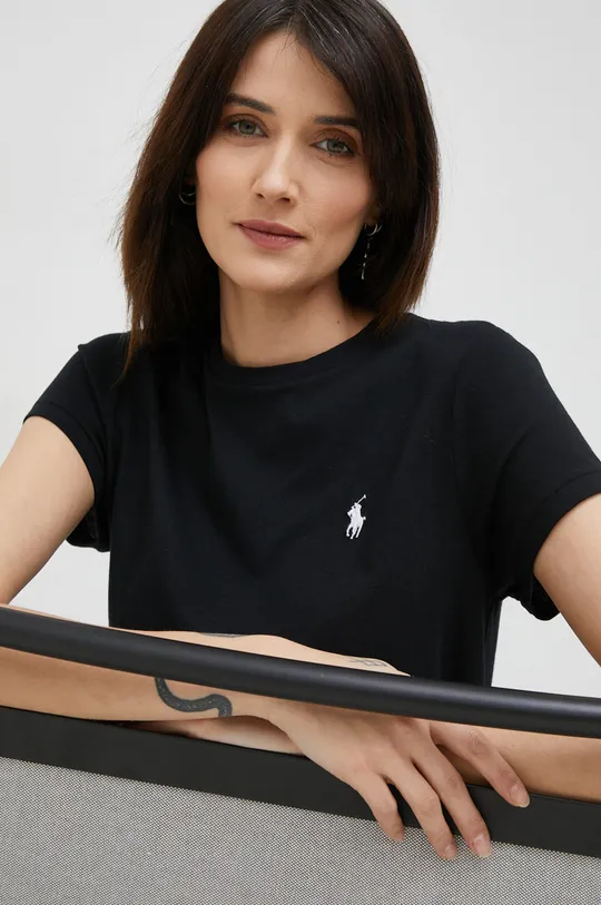 μαύρο Βαμβακερό μπλουζάκι Polo Ralph Lauren Γυναικεία