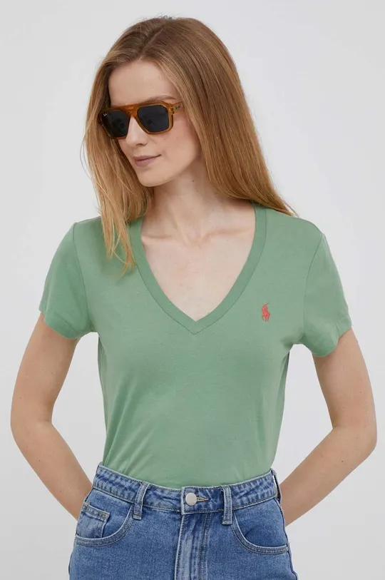 зелений Бавовняна футболка Polo Ralph Lauren Жіночий