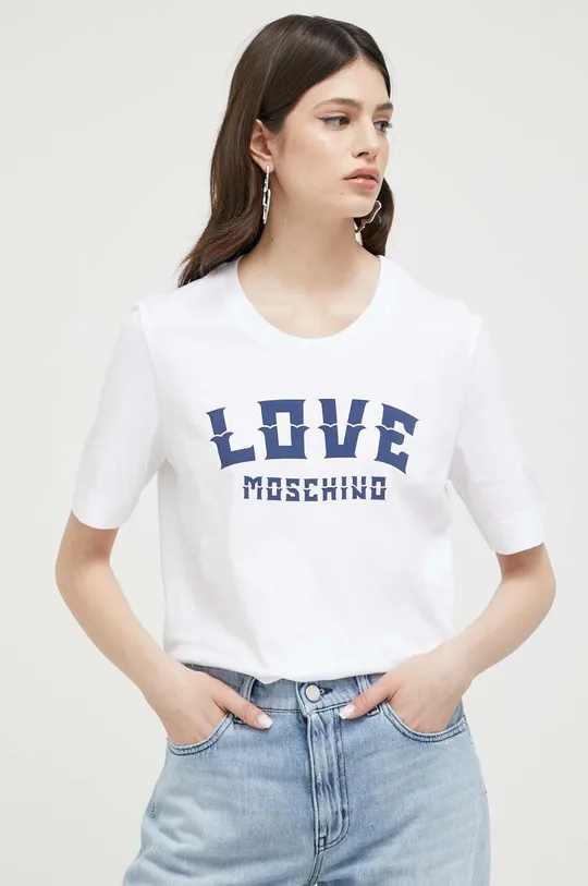 fehér Love Moschino pamut póló