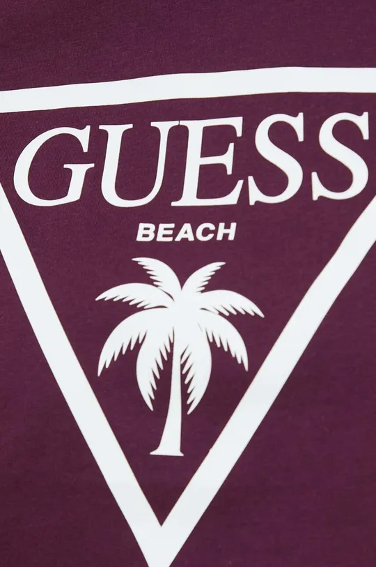 fioletowy Guess t-shirt bawełniany