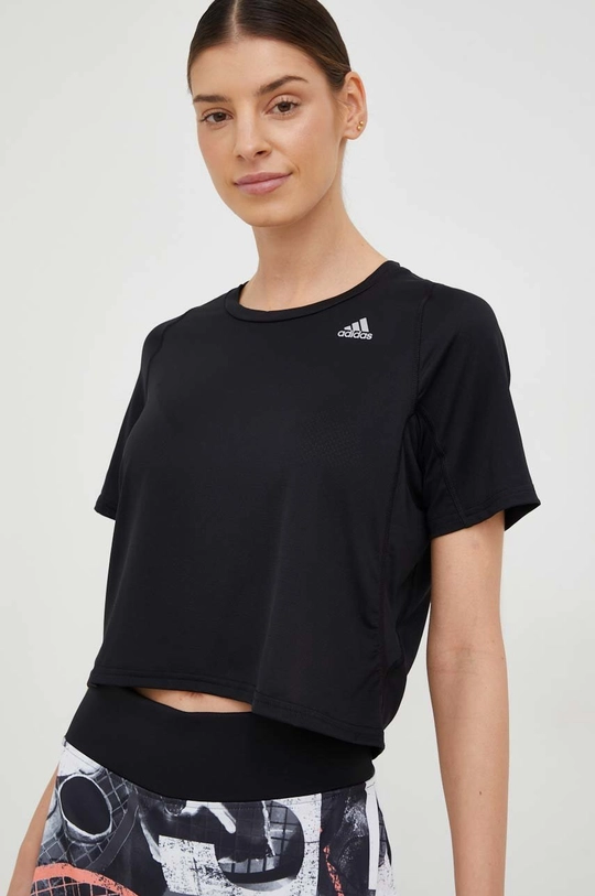 czarny adidas Performance t-shirt do biegania Fast Damski