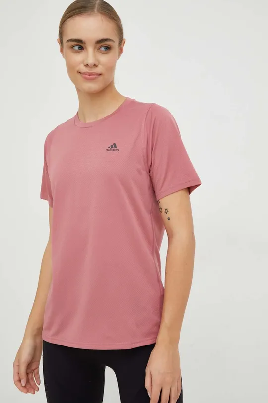 ροζ Μπλουζάκι για τρέξιμο adidas Performance Run Icons Γυναικεία