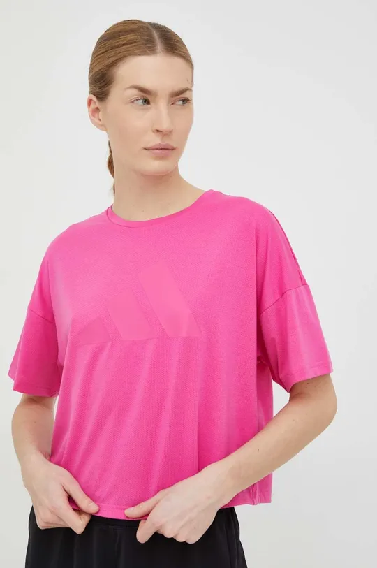 różowy adidas Performance t-shirt treningowy Train Icons Damski
