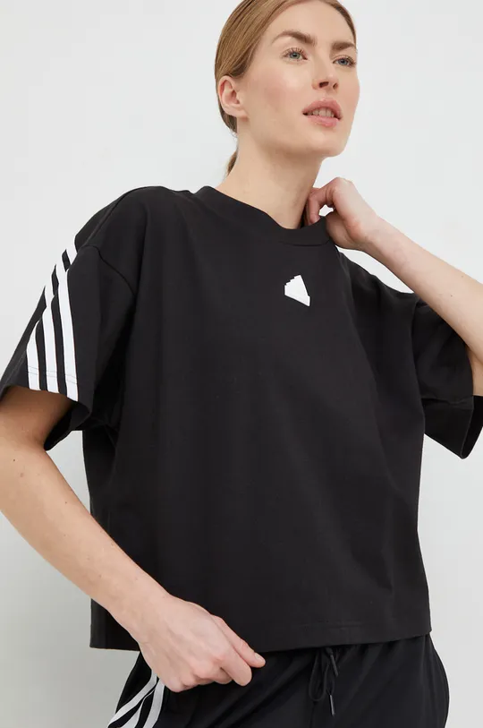 čierna Bavlnené tričko adidas Dámsky