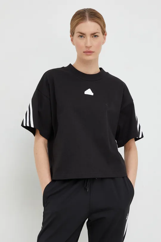 fekete Adidas pamut póló