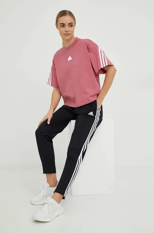 adidas t-shirt bawełniany różowy
