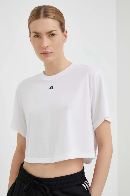 λευκό Μπλουζάκι γιόγκα adidas Performance Studio Γυναικεία
