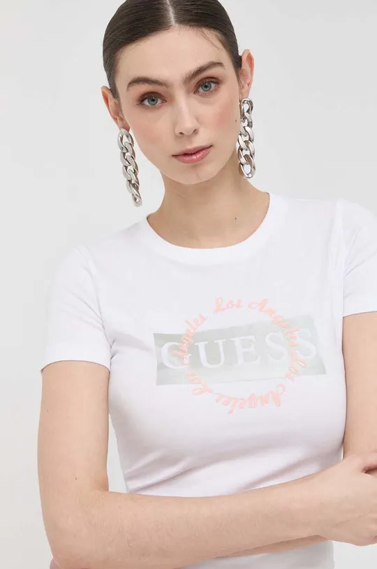 biały Guess t-shirt Damski