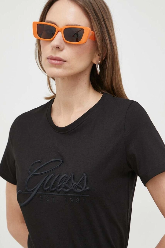 czarny Guess t-shirt bawełniany