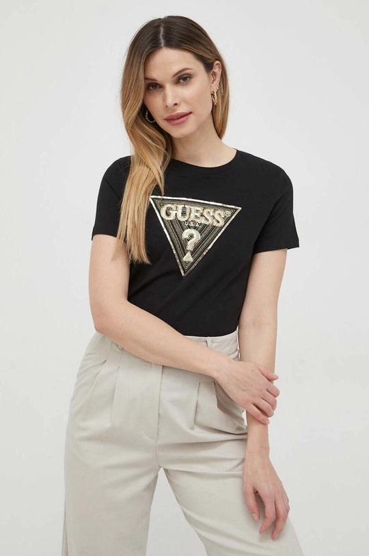 czarny Guess t-shirt Damski