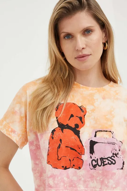 πολύχρωμο Βαμβακερό μπλουζάκι Guess x Banksy Γυναικεία