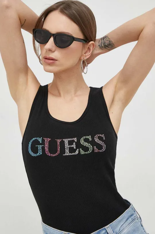 fekete Guess pamut top