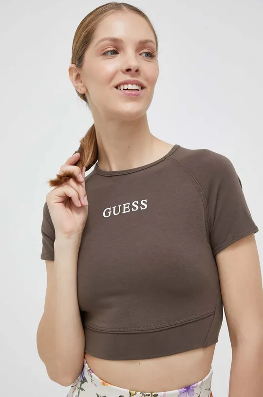 rjava Kratka majica Guess Ženski